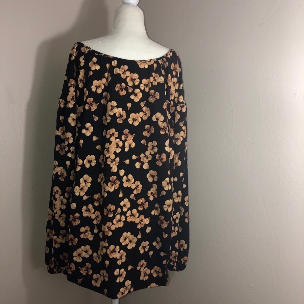 NWT AVA & VIV Stretch Black Floral Print Long Sleeve Top Sz 1X - Picture 7 of 9